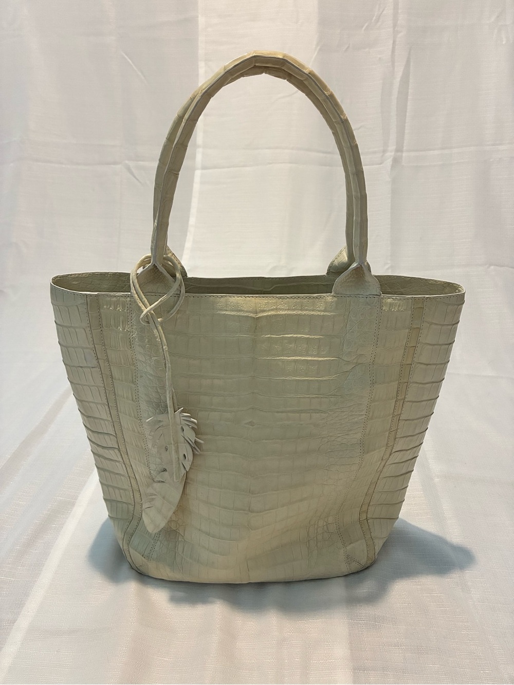 Nancy Gonzalez Vintage Cream Crocodile Medium North South Tall Tote Bag